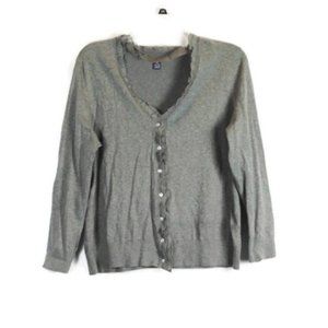 Chaps Gray Women's Cardigan Sweater Full Front Button Closure Size 2X 023